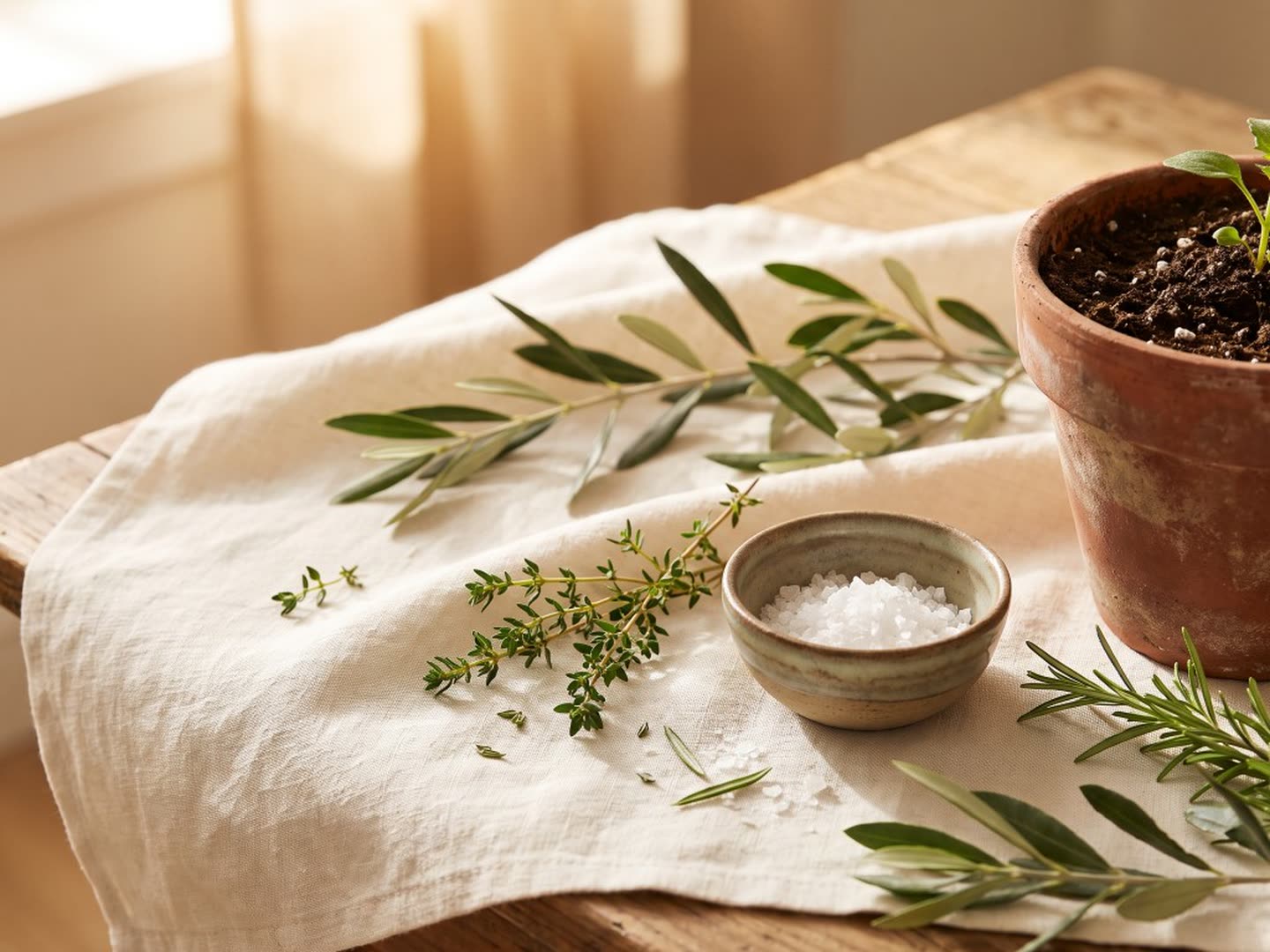 Natural materials and soft botanical light — biodynamic inspiration